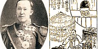▲ 조선 내 최대 갑부 중 한 사람으로서 일본의 2류 재벌과 비교되던 민영휘(閔永徽), 회풍은행 금고에 돈을 넣는 민영휘를 풍자한 '대한민보' 1909년 9월 25일자 만화. 